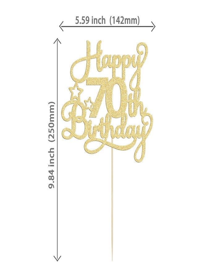 Ephlyn 1 Pack Happy 70th Birthday Cake Topper Gold Glitter 70 & Fabulous Cheers to 70 Years Old 70th Birthday Cake Pick for Celebrating 70th Birthday Anniversary Party Cake Decorations Supplies - Image 2